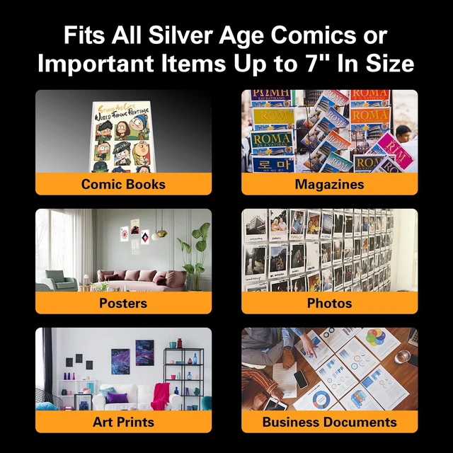 Alt view image 7 of 7 - 10ct Silver-Age Comic Book Toploaders - Crystal Clear Comic Book Top loaders, Premium PVC Comic Book Topload, Hard Plastic Comic Book Holders, Protection for Display, Storage, Collection