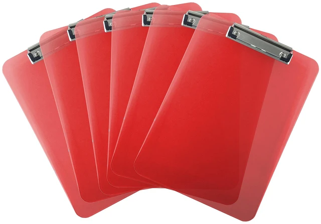Main image of Red Clear Clipboards Letter Size Low Profile (6-Pack)