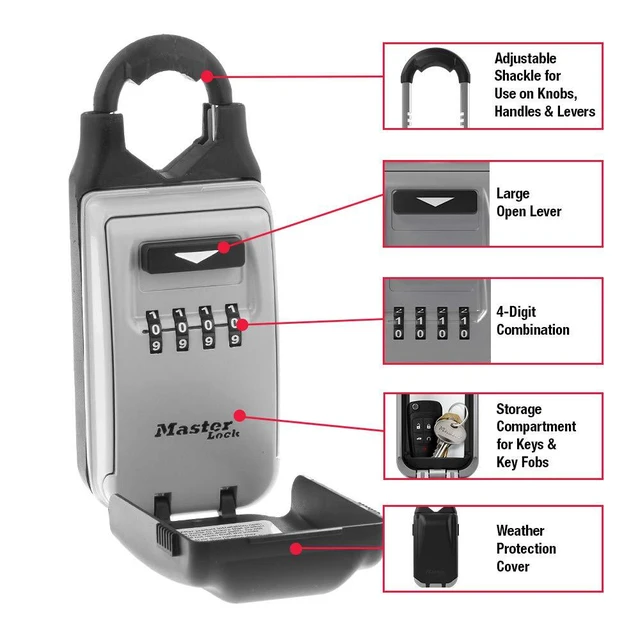 Alt view image 2 of 7 - 5420EC Set Your Own Combination Portable Lock Box with Adjustable Shackle, 6 Key Capacity