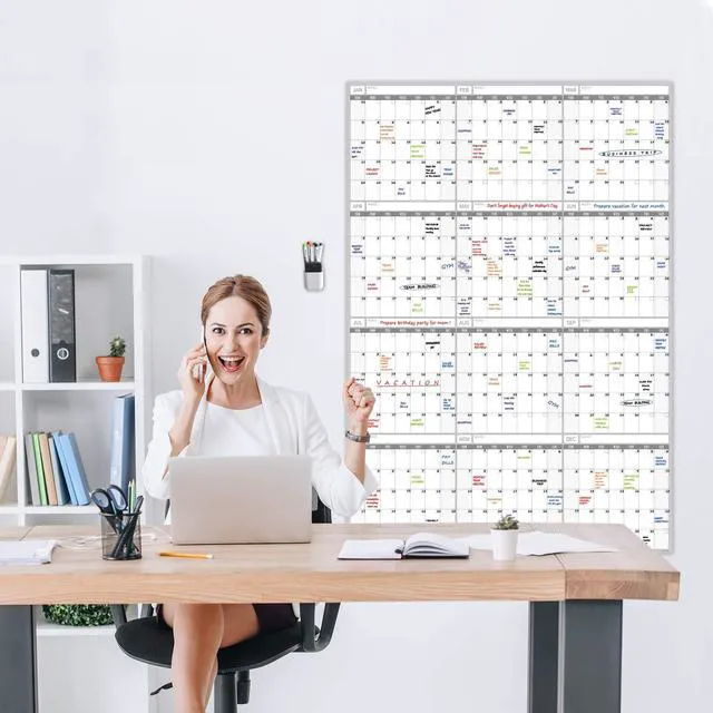 Alt view image 5 of 6 - 2026 Large Dry Erase Wall Calendar - 52x36 Inches - Blank Undated Yearly Calendar - Whiteboard Premium Laminated Planner - Reusable Laminated Office Jumbo 12-Month Calendar (Vertical)