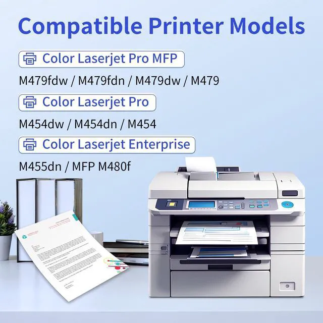 Alt view image 2 of 7 - 414A Toner Cartridges 4 Pack for HP 414A 414X MFP M479fdw M454dw M479 M454 Compatible for HP Color LaserJet Pro MFP M479fdw M479fdn M479dw M454dw M454dn Printer Ink W2020A W2020X High Yield with Chip