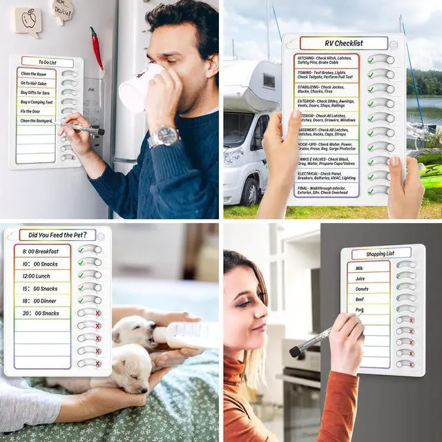 Alt view image 6 of 7 - Chore Chart for Kids Dry Erase Chore Board ADHD Tools for Kids to Do List Checklist Task Board Routine Chart Planning Board for Fridge with 10 Sliders and Magnetic Marker, White and Rainbow, 2 Pack