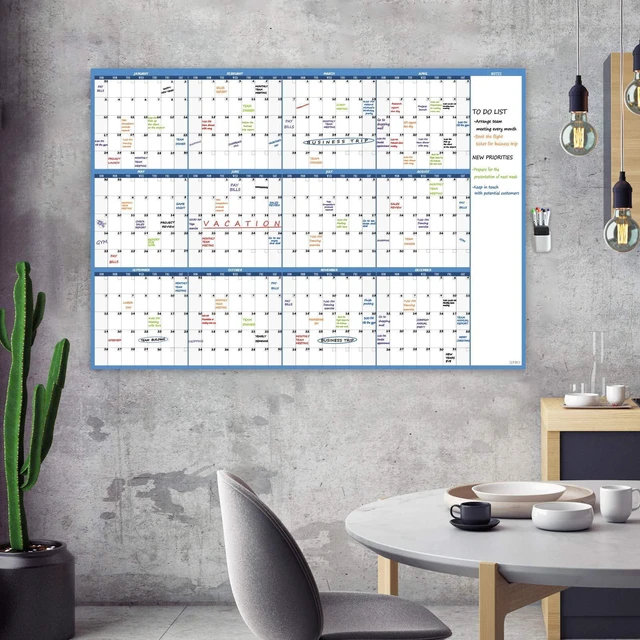 Alt view image 6 of 6 - Large Dry Erase Wall Calendar - 52"x36" - Blank Undated Yearly Calendar - Whiteboard Premium Laminated Planner - Reusable Laminated Office Jumbo 12 Months Calendar