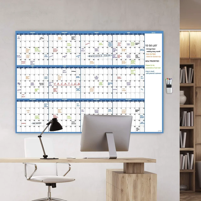 Alt view image 5 of 6 - Large Dry Erase Wall Calendar - 52"x36" - Blank Undated Yearly Calendar - Whiteboard Premium Laminated Planner - Reusable Laminated Office Jumbo 12 Months Calendar