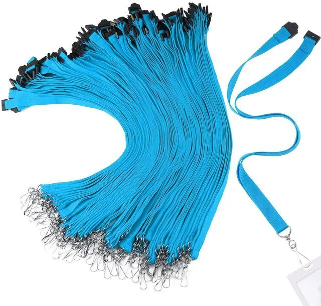 Main image of 120 Pcs Breakaway Lanyards with J Hook, Light Blue Flat for ID Badges Neck Badge Lanyards Bulk Card Name tag Holder Neck Straps
