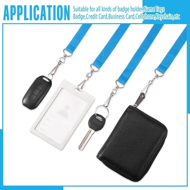 Alt view image 5 of 7 - 120 Pcs Breakaway Lanyards with J Hook, Light Blue Flat for ID Badges Neck Badge Lanyards Bulk Card Name tag Holder Neck Straps