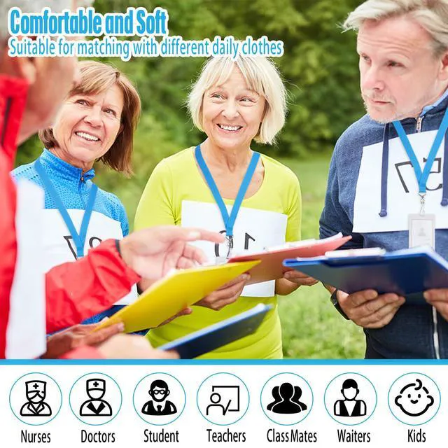 Alt view image 6 of 7 - 120 Pcs Breakaway Lanyards with J Hook, Light Blue Flat for ID Badges Neck Badge Lanyards Bulk Card Name tag Holder Neck Straps