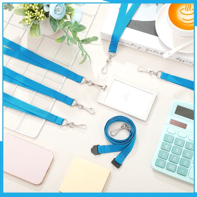 Alt view image 7 of 7 - 120 Pcs Breakaway Lanyards with J Hook, Light Blue Flat for ID Badges Neck Badge Lanyards Bulk Card Name tag Holder Neck Straps
