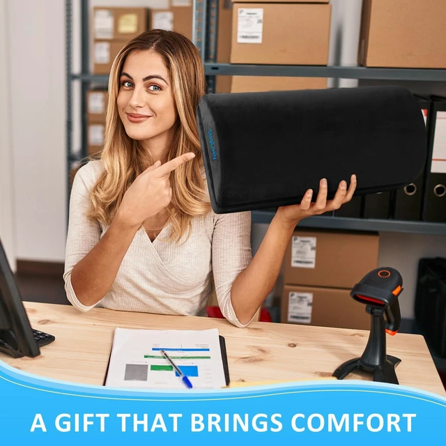 Alt view image 7 of 7 - Foot Rest for Under Desk at Work, 2 Heights Foot Stool, Black, X-Large Comfortable Office Desk Accessories with 2 Adjustable Heights, Washable Cover, Footrest for Office, Home and Car Foot Support