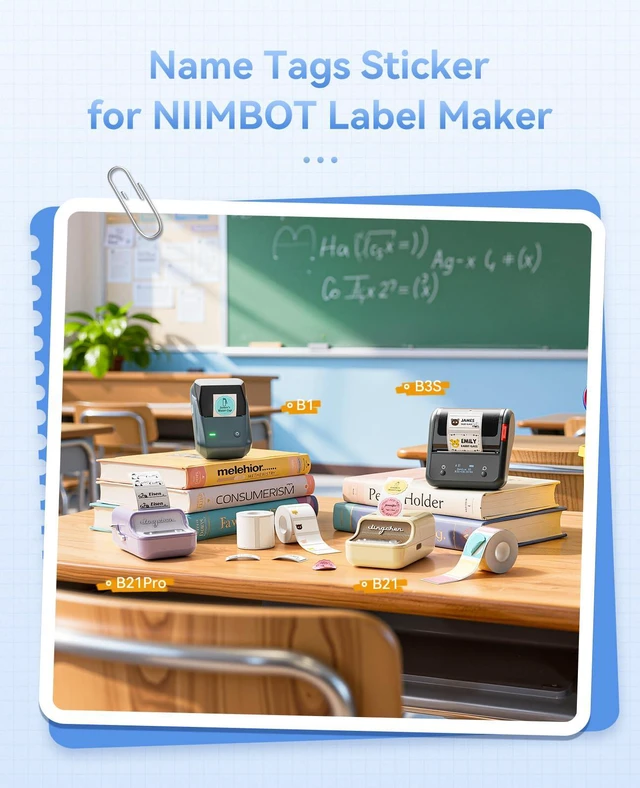 Alt view image 2 of 7 - 3 Rolls Name Tag Stickers for B1 B21 B3S B21Pro Label Maker, Personalized Name Labels for School/Office/Home Storage