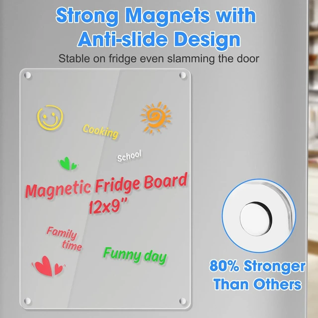 Alt view image 4 of 7 - Acrylic Dry Erase Board Whiteboard for Fridge Meal Planner Menu Board for Kitchen Grocery to do List Shopping List Family Dinner Refrigerator Chore Chart Chore Board Clear Planning Board