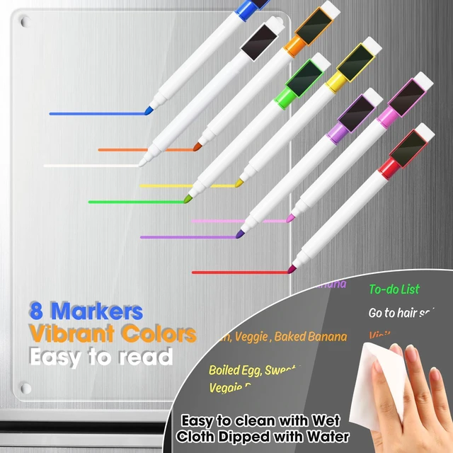 Alt view image 5 of 7 - Acrylic Dry Erase Board Whiteboard for Fridge Meal Planner Menu Board for Kitchen Grocery to do List Shopping List Family Dinner Refrigerator Chore Chart Chore Board Clear Planning Board