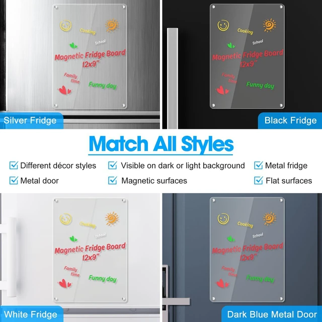 Alt view image 3 of 7 - Acrylic Dry Erase Board Whiteboard for Fridge Meal Planner Menu Board for Kitchen Grocery to do List Shopping List Family Dinner Refrigerator Chore Chart Chore Board Clear Planning Board