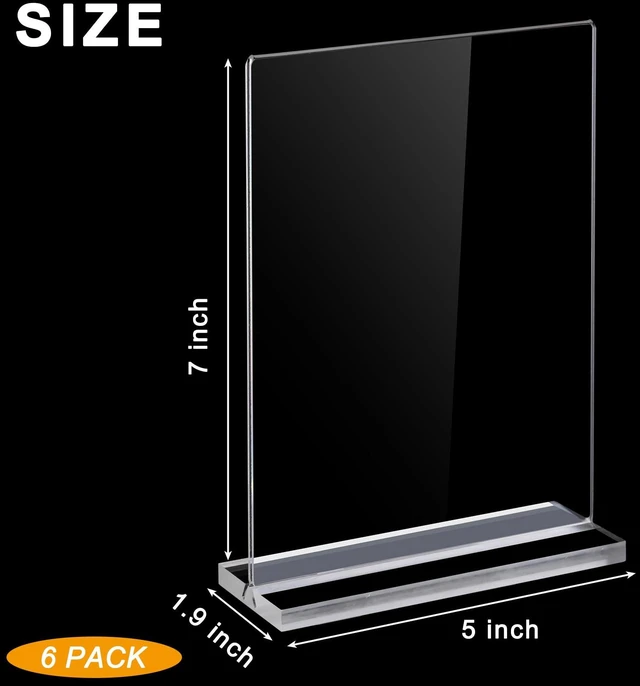 Alt view image 3 of 7 - 6 Pack Acrylic Sign Holder 5 x 7 Inch, Vertical Display Sign Stand Clear Menu Holder Stand, Table Paper Holder, Desk Brochure Holder for Vendor Booth Display Items, Restaurants, Office, Store