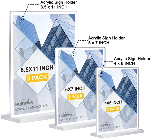 Alt view image 7 of 7 - 6 Pack Acrylic Sign Holder 5 x 7 Inch, Vertical Display Sign Stand Clear Menu Holder Stand, Table Paper Holder, Desk Brochure Holder for Vendor Booth Display Items, Restaurants, Office, Store