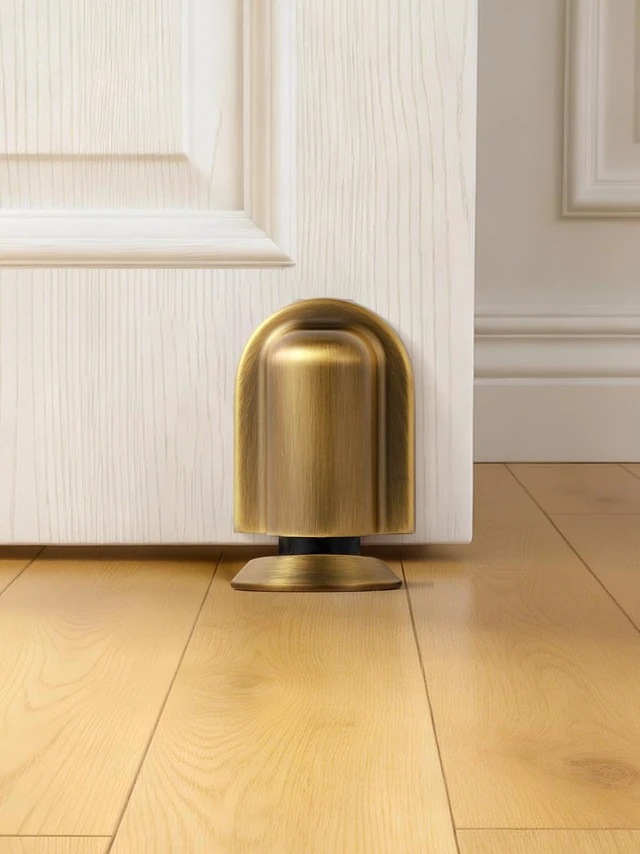 Alt view image 2 of 7 - 4 Pack Antique Brass Door Stopper Magnetic Door Cathc Floor Mounted Door Stop Keep Door Open with Screws and Adhesive No Drilling