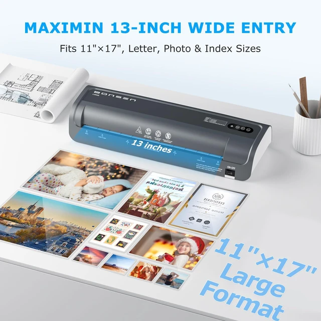 Alt view image 2 of 7 - Laminator Machine, 13 Inch Wide Thermal Laminator with Never Jam Technology, A3 Laminating Machine with 100 Laminating Sheets for School, Office and Home, Black (L3402)