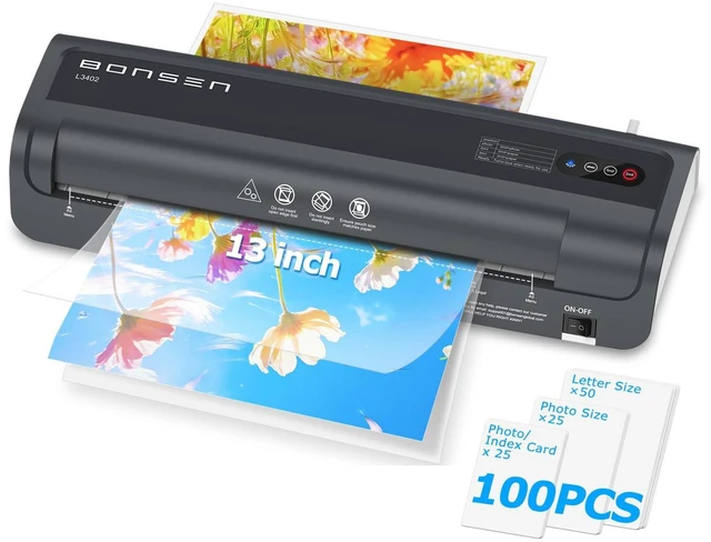Main image of Laminator Machine, 13 Inch Wide Thermal Laminator with Never Jam Technology, A3 Laminating Machine with 100 Laminating Sheets for School, Office and Home, Black (L3402)