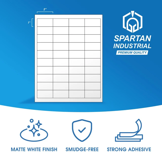 Alt view image 2 of 7 - 2" X 1" Matte White Printable Address Labels (500 Sheets, 20000 Labels) Mailing Labels and Barcod Stickers for Laser & Inkjet Printers - Template R005