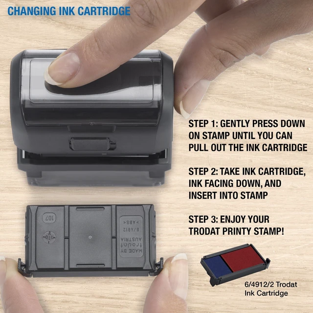 Alt view image 5 of 7 - Printy 4912 Self Inking DIY Stamp Kit Black Ink, 3/4 x 1-7/8 Do It Yourself Stamp in Pastel Blue; Up to 4 lines for custom message; Tweezers and 2 character sets included; Black Ink