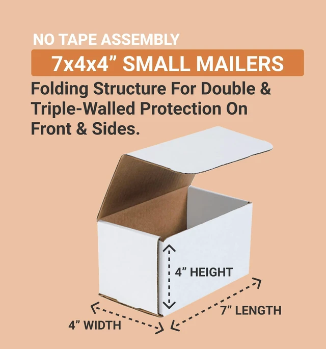 Alt view image 2 of 6 - Shipping Boxes Small 7"L x 4"W x 4"H 50-Pack - Corrugated Cardboard for Shipping, Mailing, Packing, Packaging and Storage