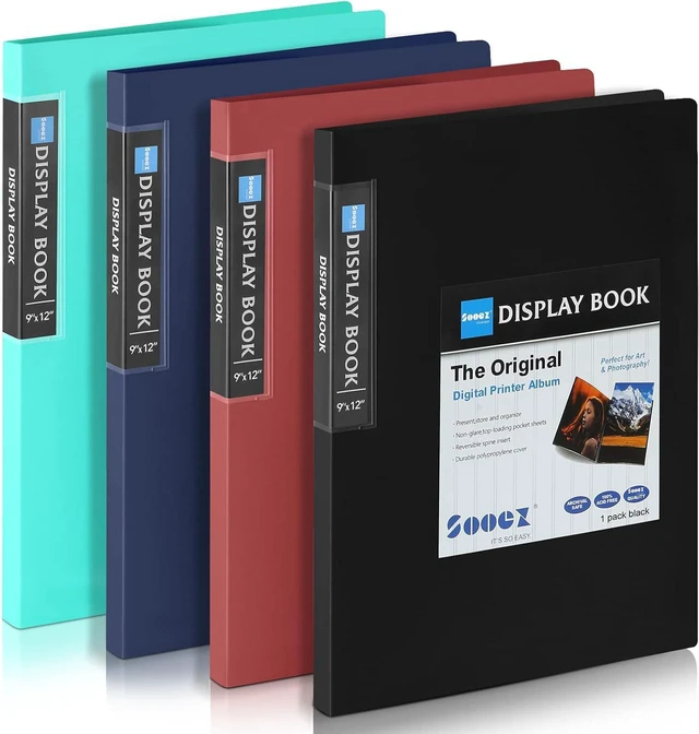 Main image of 30-Pocket Binder with Plastic Sleeves 9x12, Heavy Duty Art Portfolio Folder with Clear Sheet Protectors, Display 60 Pages, Presentation Book for Artwork, Document Organizer Binder - 4 Pack