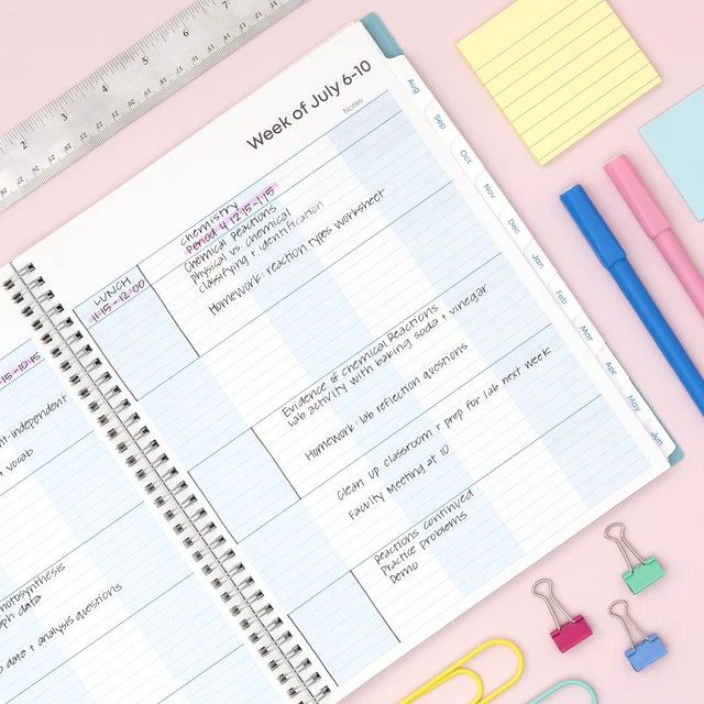 Alt view image 2 of 7 - 2026-2027 Weekly & Monthly Academic Planner, 8.5"x11", Dots July 2026 - June 2027, Clear Pocket Cover, Wirebound, Laminated Tabs, Storage Pocket, Academic Year, Teacher Lesson Planner