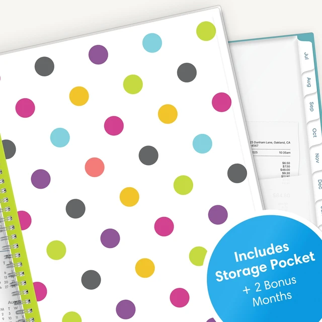 Alt view image 6 of 7 - 2026-2027 Weekly & Monthly Academic Planner, 8.5"x11", Dots July 2026 - June 2027, Clear Pocket Cover, Wirebound, Laminated Tabs, Storage Pocket, Academic Year, Teacher Lesson Planner