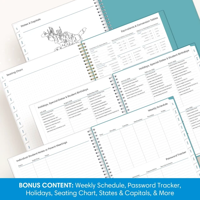 Alt view image 5 of 7 - 2026-2027 Weekly & Monthly Academic Planner, 8.5"x11", Dots July 2026 - June 2027, Clear Pocket Cover, Wirebound, Laminated Tabs, Storage Pocket, Academic Year, Teacher Lesson Planner
