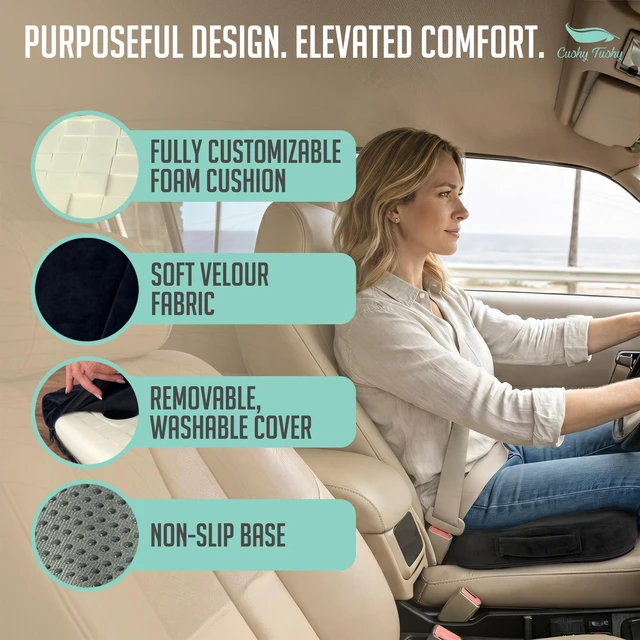 Alt view image 4 of 7 - Premium Seat Cushion with Moveable Holes, Customizable Foam Relief for Lower Back, Sciatic, & Tailbone Pain Perfect for Driving, Home & Office Black Fabric Cover