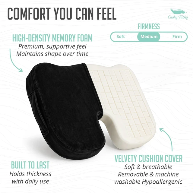 Alt view image 5 of 7 - Premium Seat Cushion with Moveable Holes, Customizable Foam Relief for Lower Back, Sciatic, & Tailbone Pain Perfect for Driving, Home & Office Black Fabric Cover