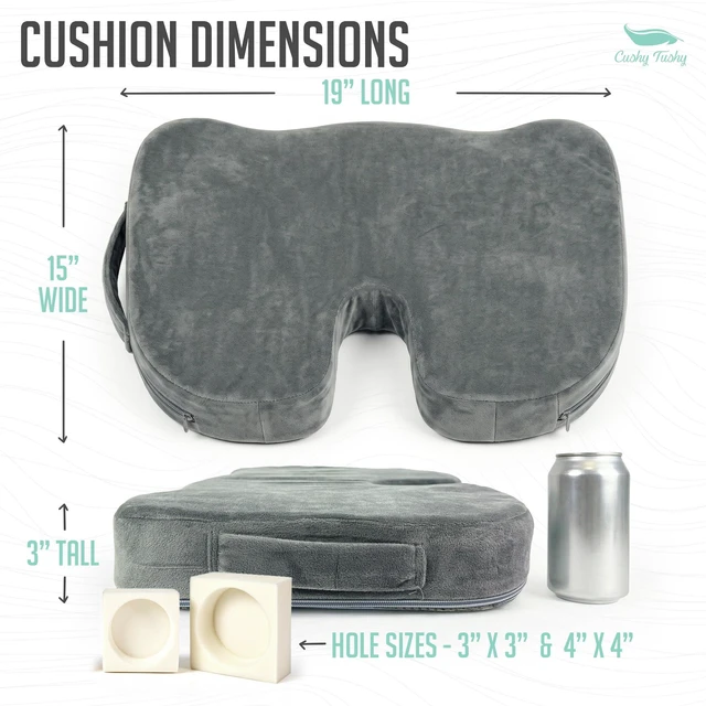 Alt view image 2 of 7 - Premium Customizeable Seat Cushion, Gray Moveable Holes, Customizable High Quality Foam, Relief for Lower Back, Sciatic, & Tailbone Pain