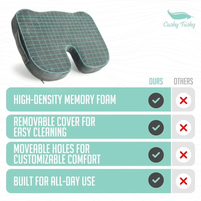 Alt view image 6 of 7 - Premium Customizeable Seat Cushion, Gray Moveable Holes, Customizable High Quality Foam, Relief for Lower Back, Sciatic, & Tailbone Pain
