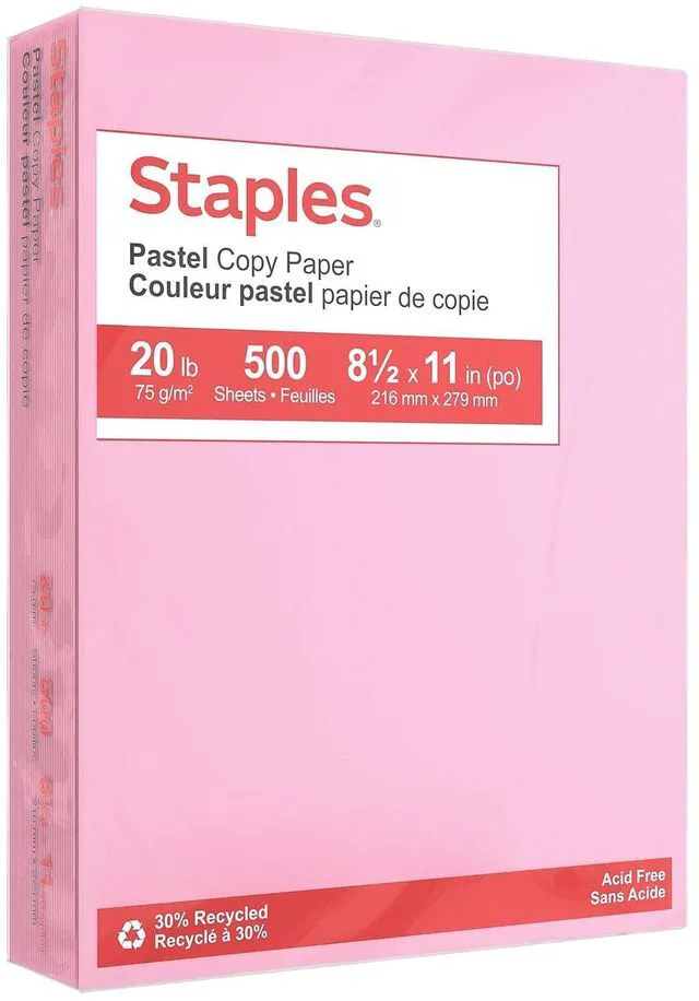Main image of Pastel Colored Copy Paper, 8.5x11 Inch, Pink, 500/Ream Colored multipurpose paper for office, school & home printing and projects