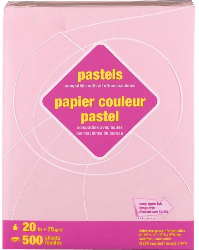 Alt view image 2 of 5 - Pastel Colored Copy Paper, 8.5x11 Inch, Pink, 500/Ream Colored multipurpose paper for office, school & home printing and projects