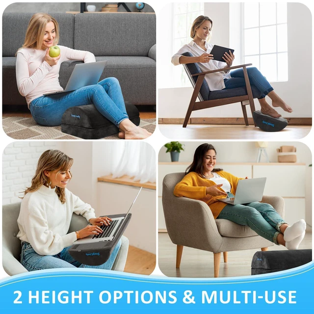 Alt view image 6 of 7 - Foot Rest for Under Desk at Work, 2 Heights Foot Stool, Gray, X-Large Comfortable Office Desk Accessories with 2 Adjustable Heights, Washable Cover, Footrest for Office, Home and Car Foot Support
