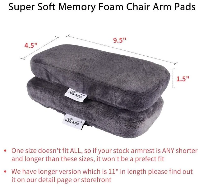 Alt view image 2 of 5 - Ergonomic Memory Foam Office Chair Armrest Pads, Comfy Gaming Chair Arm Rest Covers for Elbows and Forearms Pressure Relief(Set of 2) (Gray)