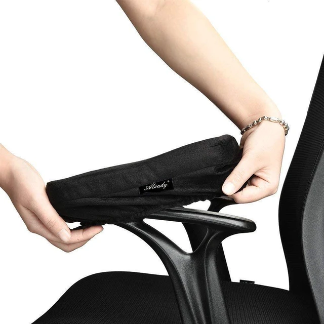 Main image of Ergonomic Memory Foam Office Chair Armrest Pads, Comfy Gaming Chair Arm Rest Covers for Elbows and Forearms Pressure Relief(Set of 2), Stretch Fit, Black