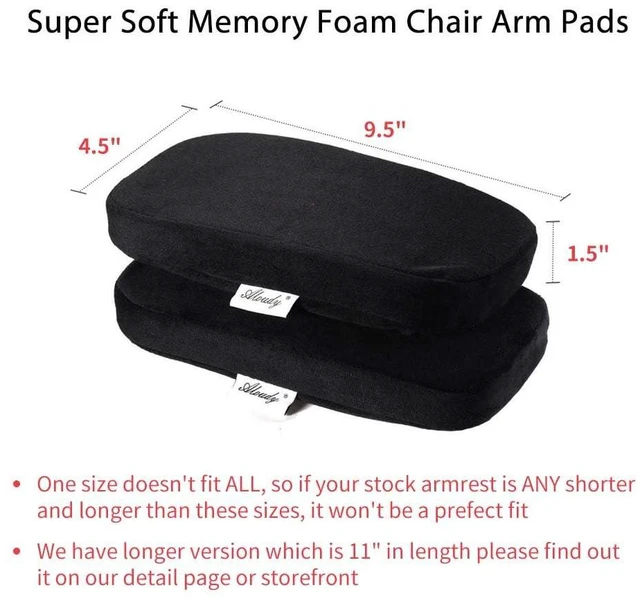 Alt view image 2 of 7 - Ergonomic Memory Foam Office Chair Armrest Pads, Comfy Gaming Chair Arm Rest Covers for Elbows and Forearms Pressure Relief(Set of 2), Stretch Fit, Black