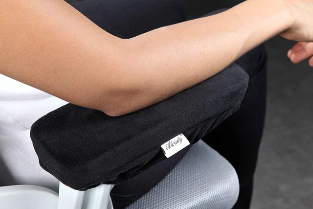 Alt view image 6 of 7 - Ergonomic Memory Foam Office Chair Armrest Pads, Comfy Gaming Chair Arm Rest Covers for Elbows and Forearms Pressure Relief(Set of 2), Stretch Fit, Black