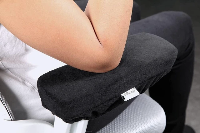 Alt view image 7 of 7 - Ergonomic Memory Foam Office Chair Armrest Pads, Comfy Gaming Chair Arm Rest Covers for Elbows and Forearms Pressure Relief(Set of 2), Stretch Fit, Black
