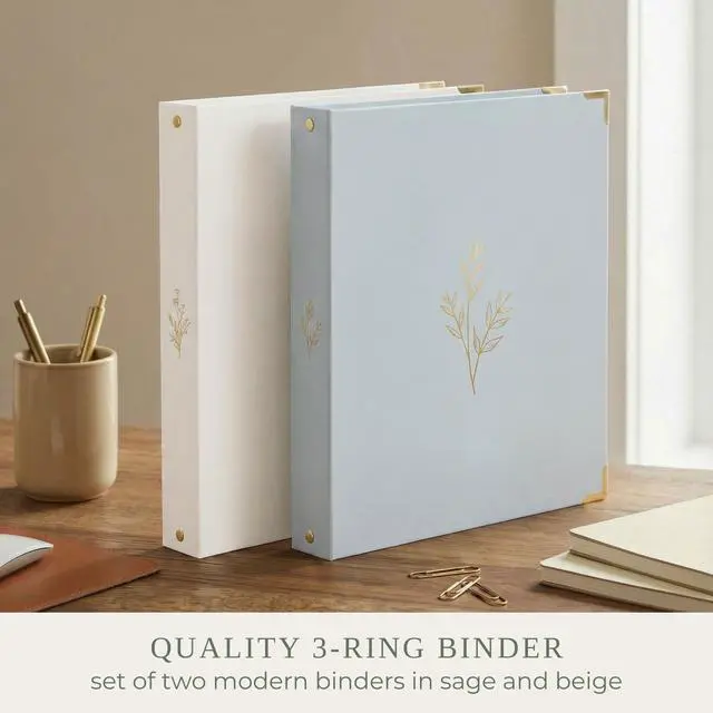 Alt view image 3 of 7 - Aesthetic 3 Ring Binder Set of 2-1 Inch Binder Fits Letter Sized Paper Cute Holder for Women or Men with Pocket - Easily Organizes Your Paperwork for School, Office or Work