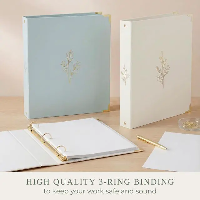 Alt view image 6 of 7 - Aesthetic 3 Ring Binder Set of 2-1 Inch Binder Fits Letter Sized Paper Cute Holder for Women or Men with Pocket - Easily Organizes Your Paperwork for School, Office or Work