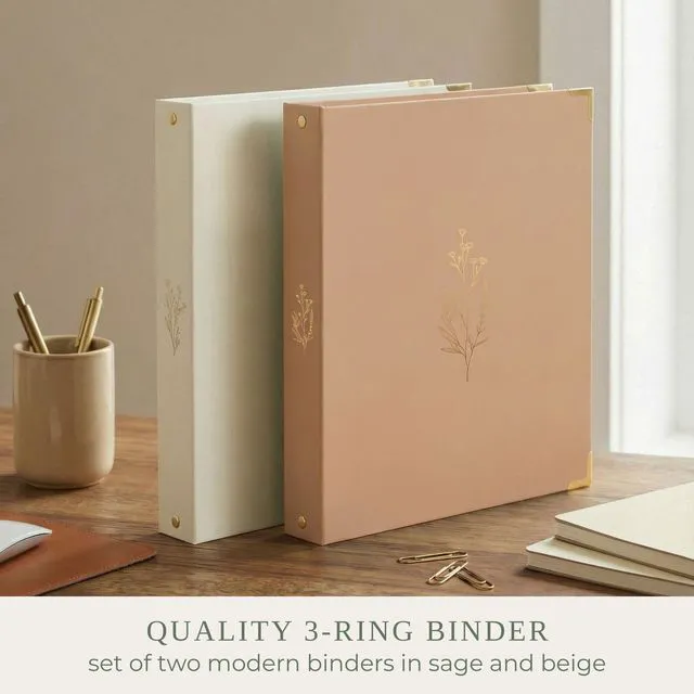 Alt view image 3 of 7 - Aesthetic 3 Ring Binder Set of 2 - 1 Inch Binder Fits Letter Sized Paper Cute Holder for Women or Men with Pocket - Easily Organizes Your Paperwork for School, Office or Work