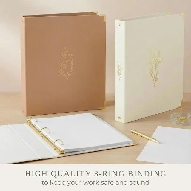 Alt view image 6 of 7 - Aesthetic 3 Ring Binder Set of 2 - 1 Inch Binder Fits Letter Sized Paper Cute Holder for Women or Men with Pocket - Easily Organizes Your Paperwork for School, Office or Work