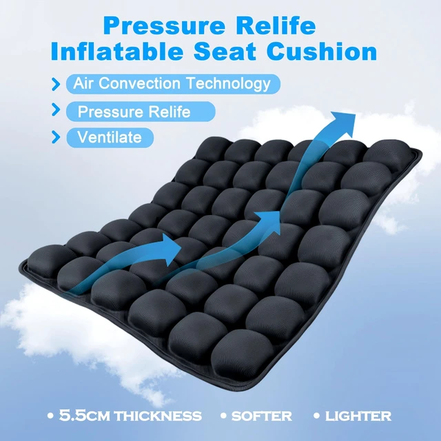 Alt view image 4 of 7 - Travel Cushion for Airplane,Portable&Adjustable Air Seat Cushion,Inflatable Cushion for Travel,Coccyx Tailbone Pain Relief Chair Pad