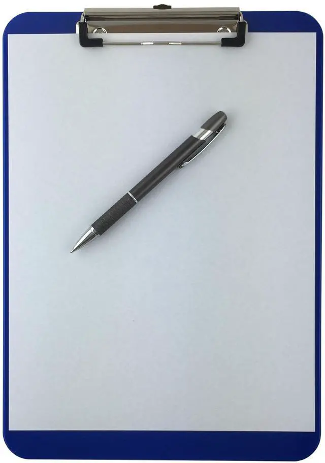 Alt view image 3 of 6 - Dark Blue Plastic Clipboards Letter Size Low Profile (6-Pack) Holds 80 to 100 sheets with rubberized grip corners, plus a retractable hanging loop that folds flat when not needed