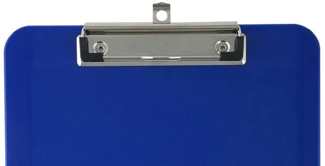 Alt view image 5 of 6 - Dark Blue Plastic Clipboards Letter Size Low Profile (6-Pack) Holds 80 to 100 sheets with rubberized grip corners, plus a retractable hanging loop that folds flat when not needed