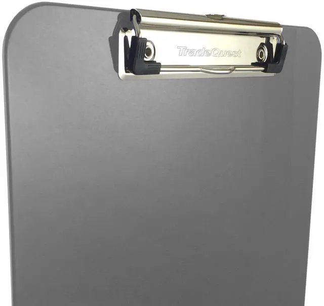 Alt view image 2 of 6 - Gray Plastic Clipboards Letter Size Low Profile (6-Pack) Holds 80 to 100 sheets with rubberized grip corners, plus a retractable hanging loop that folds flat when not needed