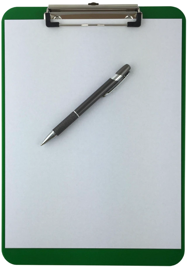 Alt view image 3 of 6 - Dark Green Plastic Clipboards Letter Size Low Profile (6-Pack) Holds 80 to 100 sheets with rubberized grip corners, plus a retractable hanging loop that folds flat when not needed